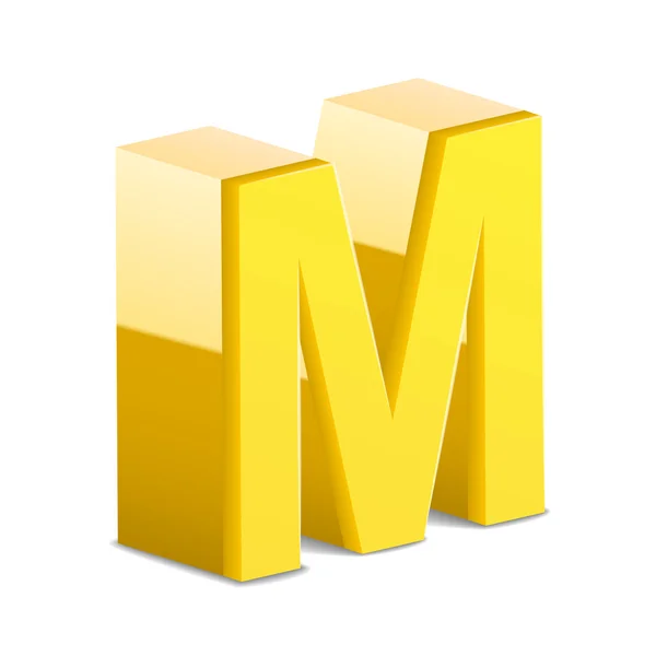 3 d の黄色の文字 M — ストックベクタ