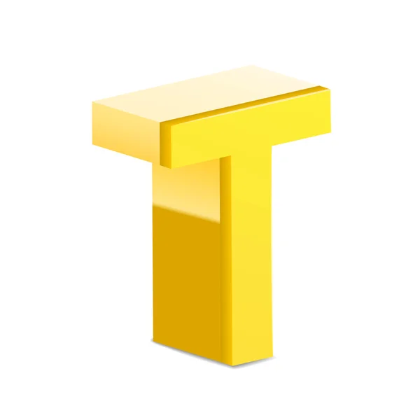 3d amarelo letra T — Vetor de Stock