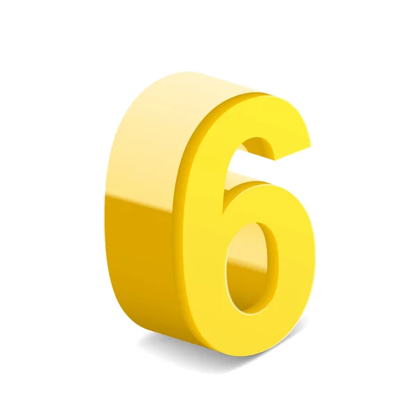 3d jaune brillant numéro 6 — Image vectorielle