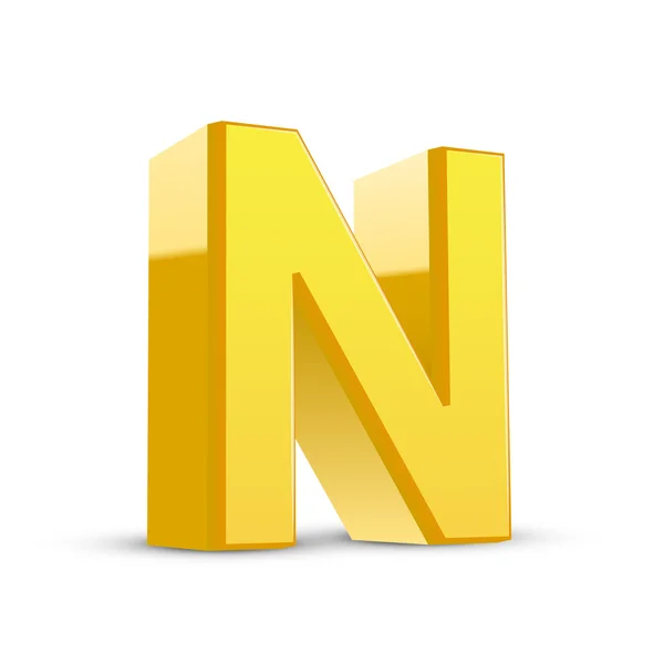 3D-gele letter N — Stockvector