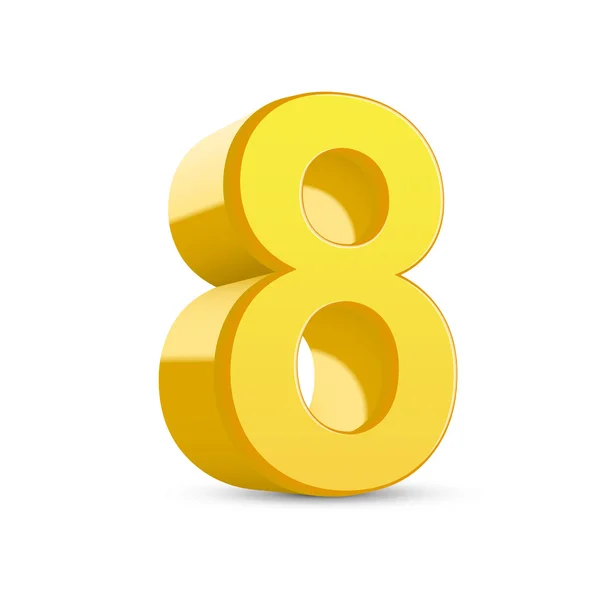 3d shiny yellow number 8 — Stock Vector