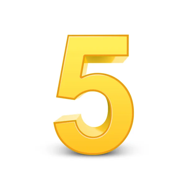 3d shiny yellow number 5 — Stock Vector