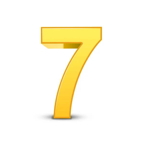 3 d の光沢のある黄色の番号 7 — ストックベクタ