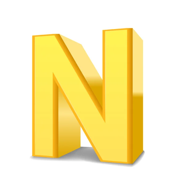 3D-gele letter N — Stockvector