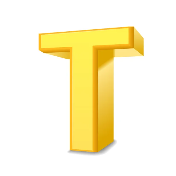 3d yellow letter T — Stock Vector