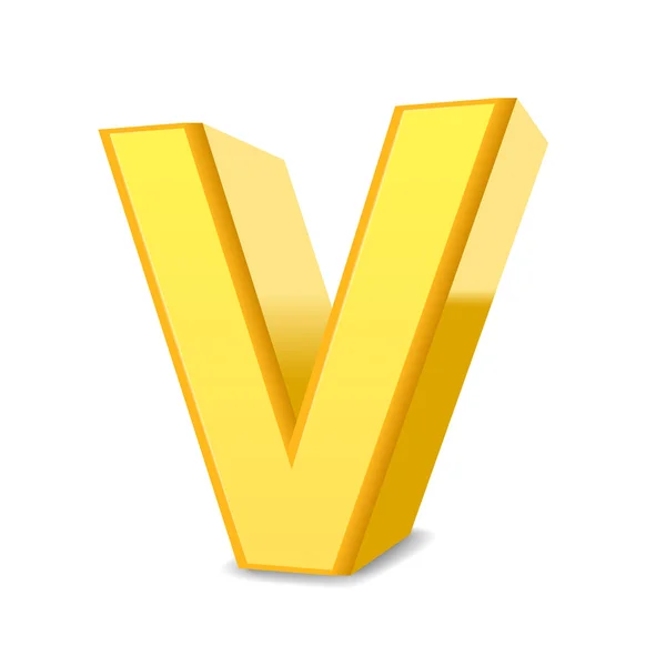 3d yellow letter V — Stock Vector
