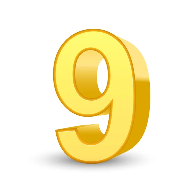 3d shiny yellow number 9 — Stock Vector