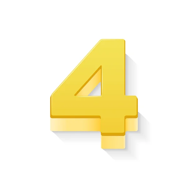 3d shiny yellow number 4 — Stock Vector