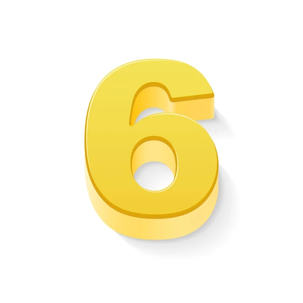 3d jaune brillant numéro 6 — Image vectorielle