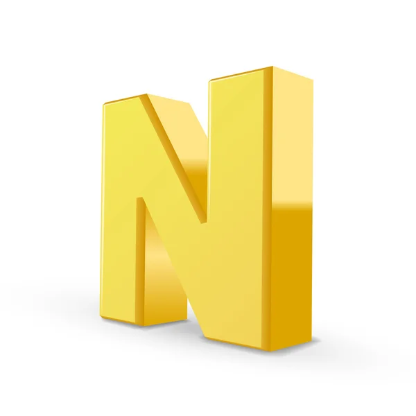 3 d の黄色の文字 N — ストックベクタ