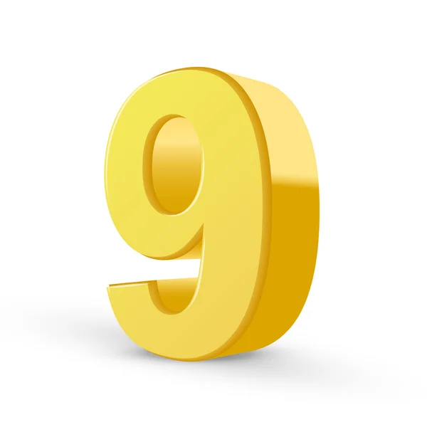 3d shiny yellow number 9 — Stock Vector