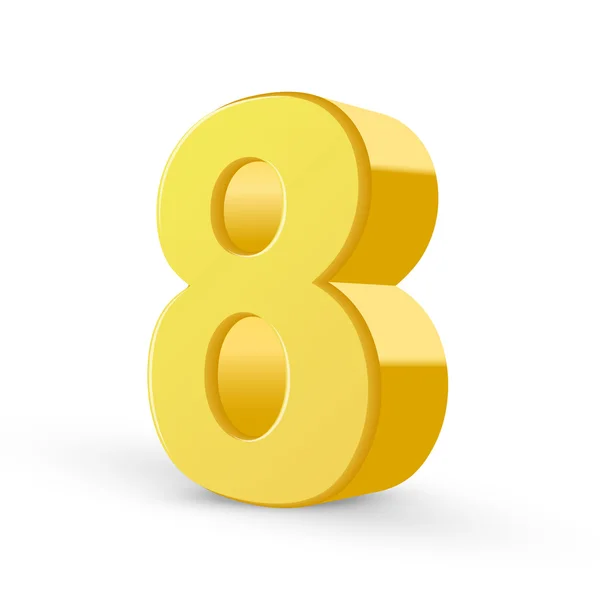 3 d の光沢のある黄色の番号 8 — ストックベクタ