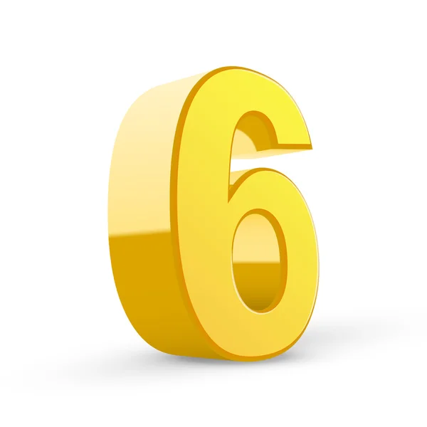 3d shiny yellow number 6 — Stock Vector
