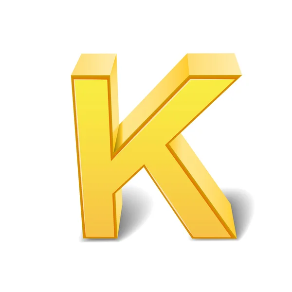 3d yellow letter K — Stock Vector