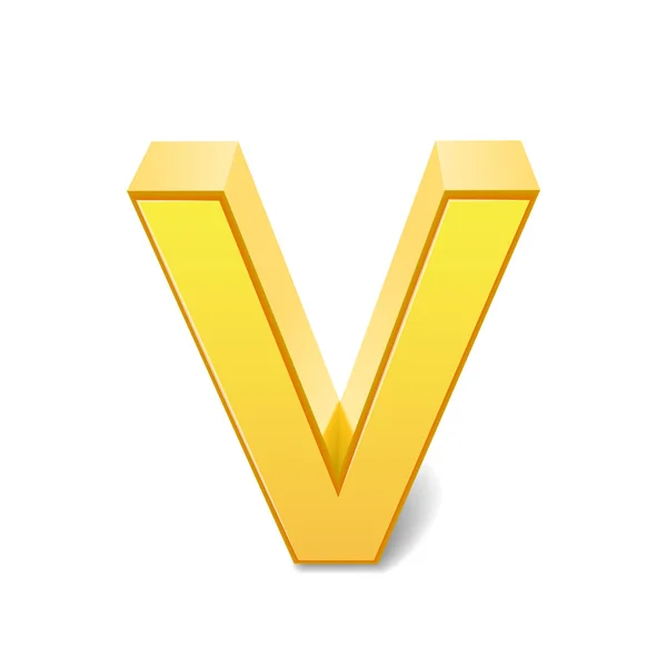 3d lettera gialla V — Vettoriale Stock