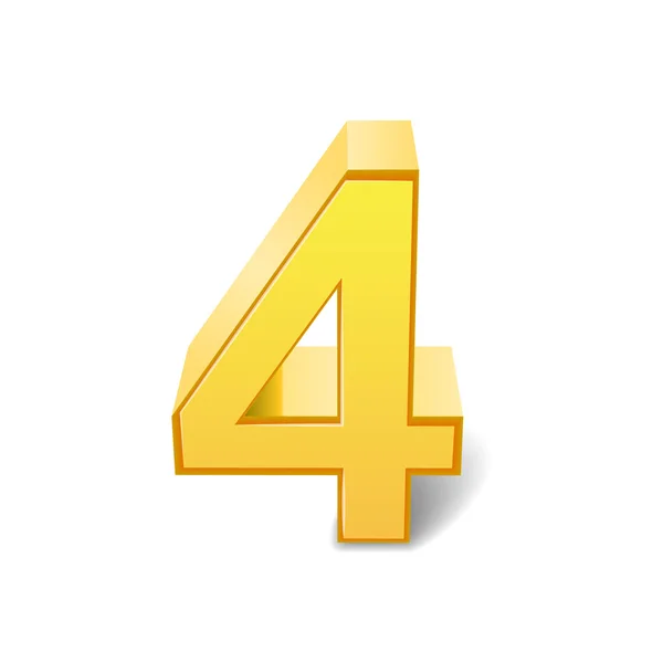 3d jaune brillant numéro 4 — Image vectorielle