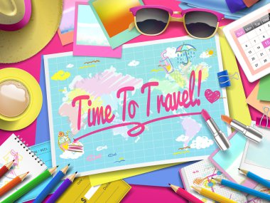 Time to travel on map clipart