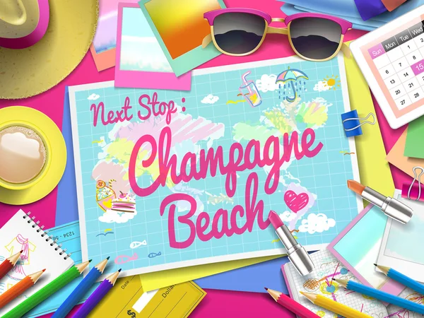 Champagne Beach en el mapa — Vector de stock