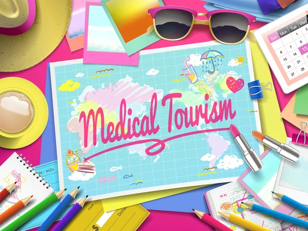 Medical Tourism on map — Stock Vector