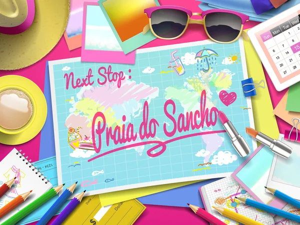 Praia Sancho på karta — Stock vektor