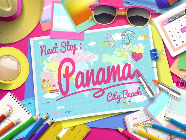 Panama City Beach en el mapa — Vector de stock