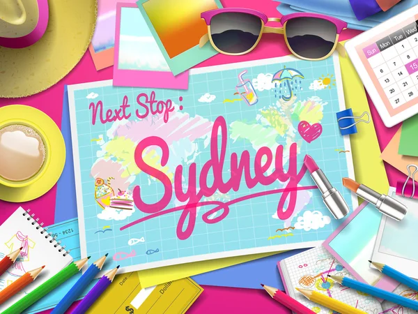 Sydney sulla mappa — Vettoriale Stock