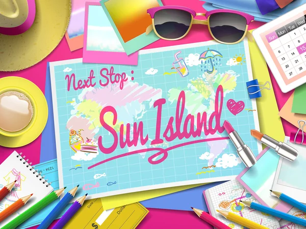 Sun Island Beach en el mapa — Vector de stock