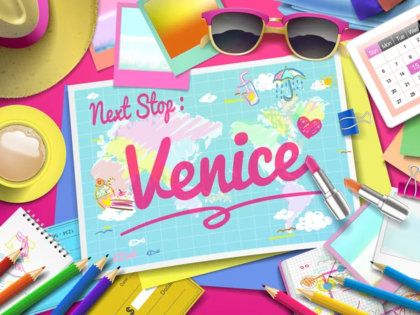 Venecia en el mapa — Vector de stock