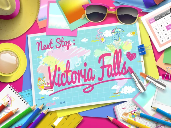 Victoria Falls på karta — Stock vektor
