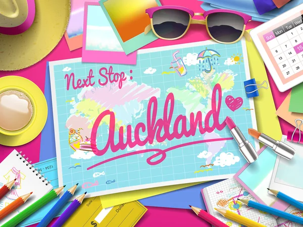 Auckland en el mapa — Vector de stock