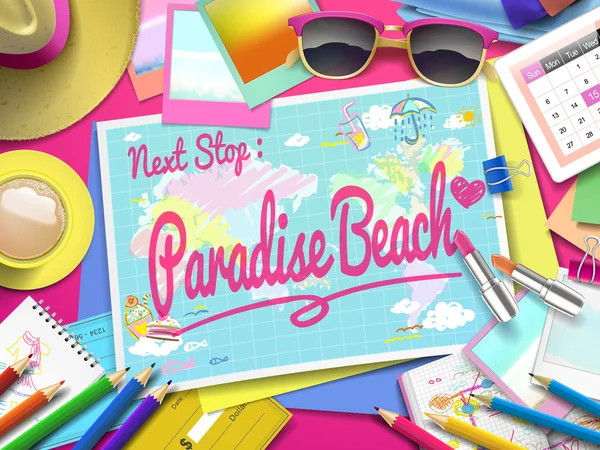 Paradise Beach på karta — Stock vektor