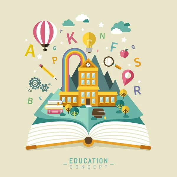 Educación Diseño plano — Vector de stock