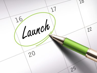 launch word marked on acalendar clipart