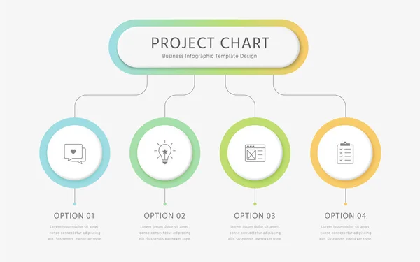 Modelo Infográfico Moderno Com Passos Modelo Círculo Negócios Com Opções — Vetor de Stock