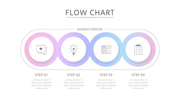 四步现代信息模板与女性 紧张的感觉色调 具有小册子 工作流 时间表 网页设计选项的商业圈模板 — 图库矢量图片