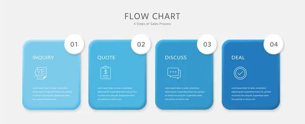 Étapes Processus Vente Avec Des Éléments Carrés Modèle Infographie Entreprise — Image vectorielle