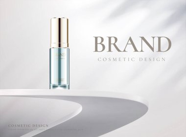 Kozmetik ürünleri beyaz arkaplan üzerinde 3d illüstrasyonda reklam şablonu