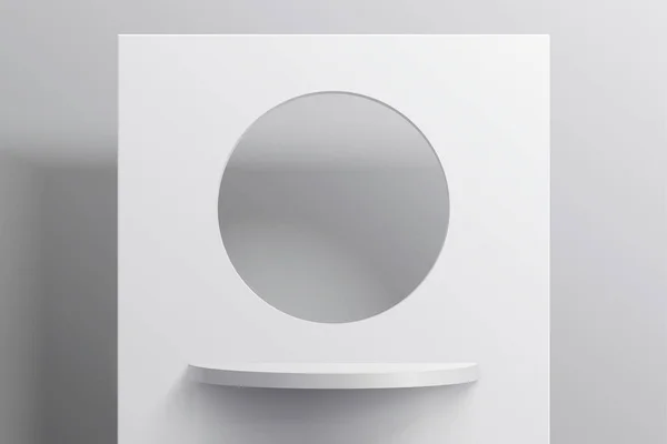 Scène Blanche Pour Affichage Produit Avec Trou Circulaire Scène Minimaliste — Image vectorielle