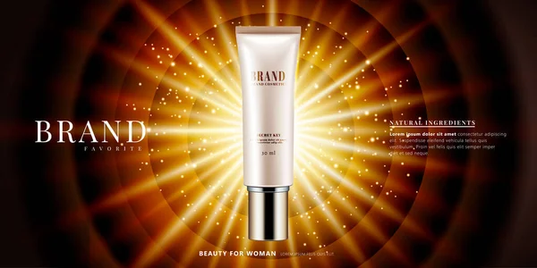 Iklan Produk Kosmetik Dengan Efek Cahaya Radial Yang Bersinar Dalam - Stok Vektor