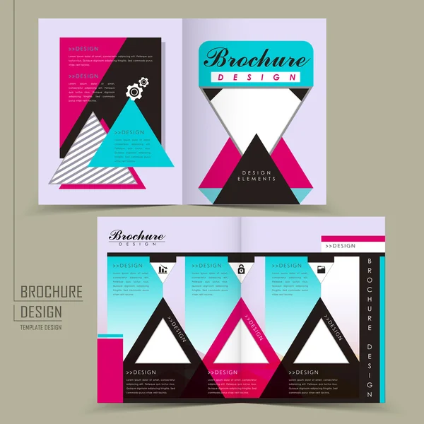 Modern geometric style half-fold template brochure — Stock Vector
