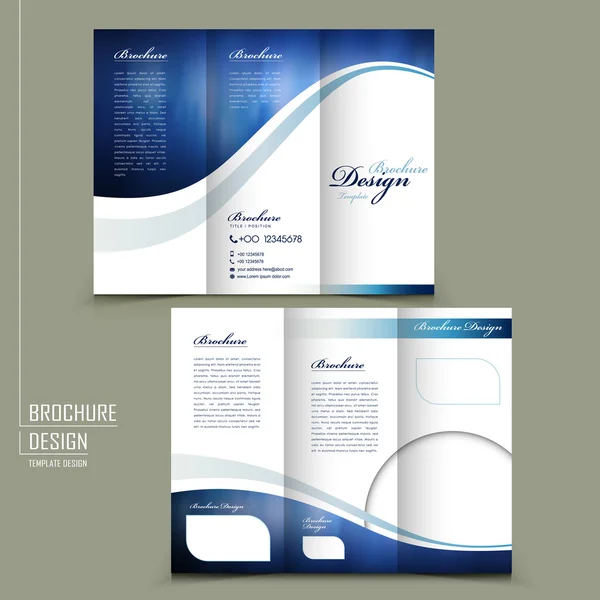 Modern style tri-fold template brochure in blue — Stock Vector