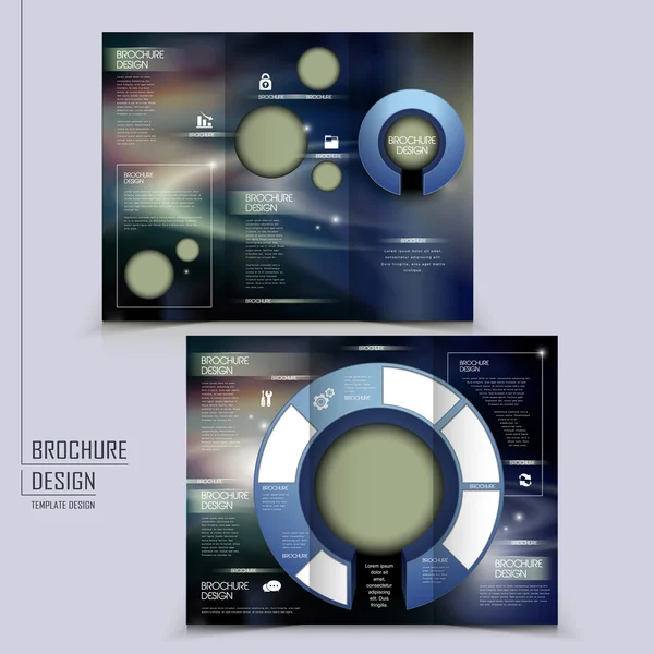 高科技风格三栏式模板小册子为业务的 — 图库矢量图片