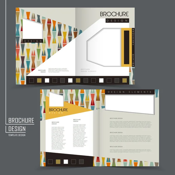 Colorful geometric style half-fold brochure template — Stock Vector