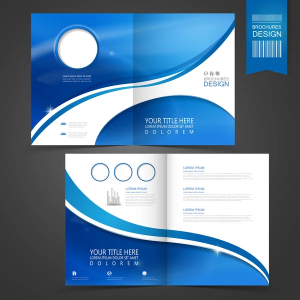 Blue template design for advertising brochure — Stock Vector