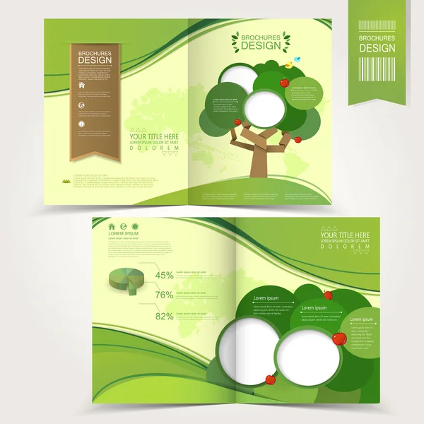 Templat hijau untuk konsep brosur ekologi - Stok Vektor