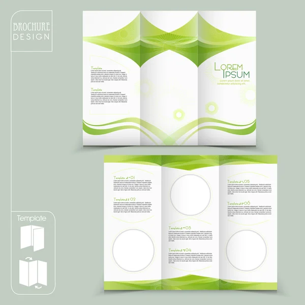 Tri-fold groene sjabloon voor zakelijke reclame brochure — Stockvector