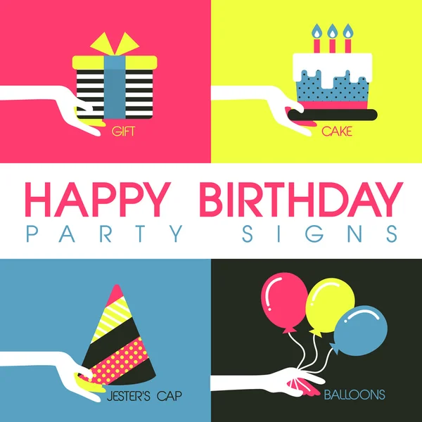 Diseño plano para cumpleaños fiesta signos concepto — Vector de stock