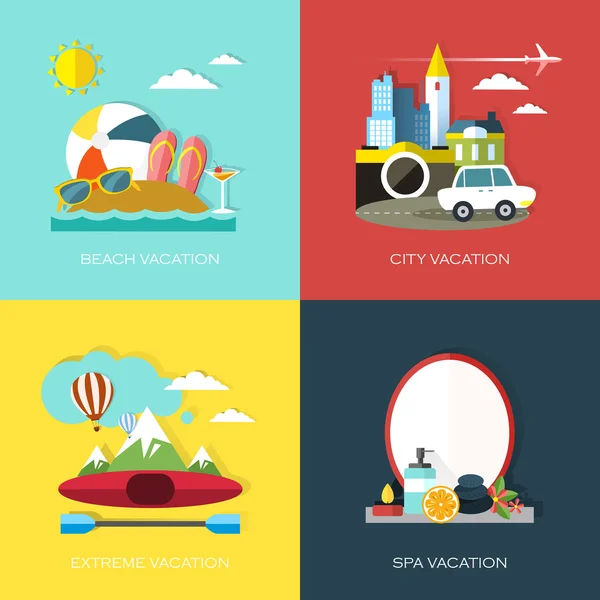 Design plat pour différents types de vacances — Image vectorielle