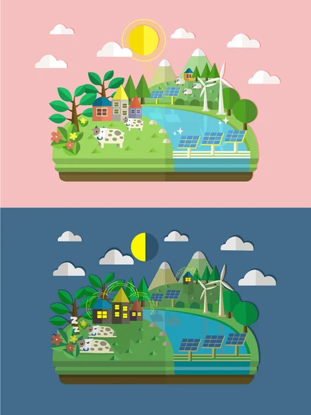 Design plat pour l'écologie et l'énergie verte — Image vectorielle