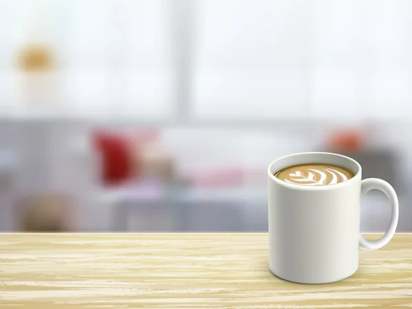 Nahaufnahme von Holztisch und Kaffee im Zimmer — Stockvektor